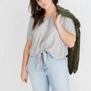 Madewell Novel Tie-Front Top in Stripe- XXL
